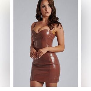 Meshki Brown Leather dress